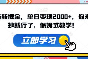 超级拉新掘金，单日变现2000+，你来直接抄就行了，保姆式教学！【揭秘】