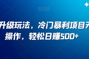 小红书升级玩法，冷门暴利项目无门槛操作，轻松日赚500+【揭秘】