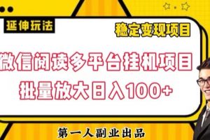 微信阅读多平台挂机项目批量放大日入100+【揭秘】