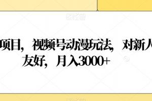 蓝海项目，视频号动漫玩法，对新人友好，月入3000+【揭秘】