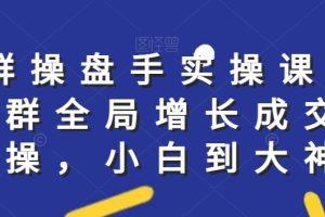 社群实操课程，社群全局增长成交实操，小白到大神