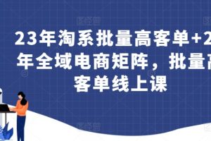 23年淘系批量高客单+24年全域电商矩阵，批量高客单线上课