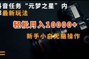 抖音任务“元梦之星”内部最新玩法，新手小白无脑操作，轻松月入10000+【揭秘】