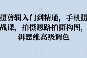 拍摄剪辑入门到精通，手机摄影实战课，拍摄思路拍摄构图，剪辑思维高级调色