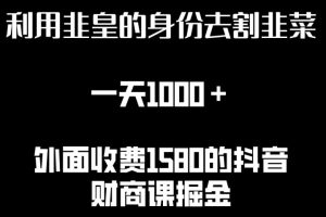 利用非皇的身份去割韭菜，一天1000+(附详细资源)【揭秘】