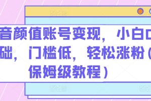 抖音颜值账号变现，小白0基础，门槛低，轻松涨粉(保姆级教程)【揭秘】