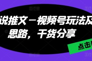 小说推文—视频号玩法及思路，干货分享