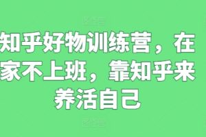 知乎好物训练营，在家不上班，靠知乎来养活自己