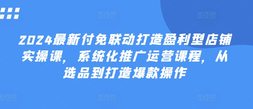 2024最新付免联动打造盈利型店铺实操课，系统化推广运营课程，从选品到打造爆款操作