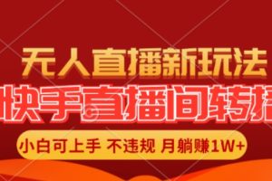 快手直播间全自动转播玩法，全人工无需干预，小白月入1W+轻松实现【揭秘】