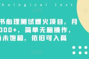 小红书心理测试爆火项目，月入7000+，简单无脑操作，尚未饱和，依旧可入局