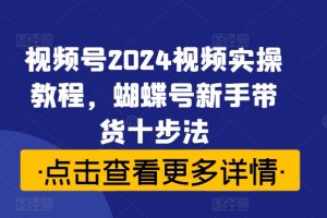 视频号2024视频实操教程，蝴蝶号新手带货十步法