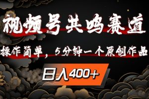 视频号共鸣赛道，操作简单，5分钟1个原创作品，日入几张【揭秘】