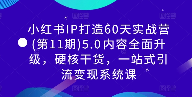 小红书IP打造60天实战营(第11期)5.0内容全面升级，硬核干货，一站式引流变现系统课