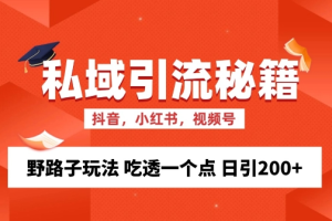 私域流量的精准化获客方法 野路子玩法 吃透一个点 日引200+ 【揭秘】