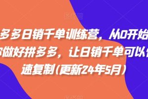 拼多多日销千单训练营，从0开始带你做好拼多多，让日销千单可以快速复制(更新24年12月)