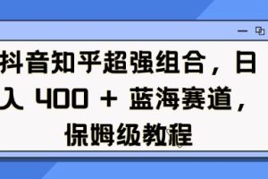 抖音知乎超强组合，日入4张， 蓝海赛道，保姆级教程