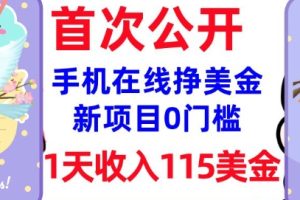 在线挣美金新项目，0门槛，1天收入115美刀，无脑操作，真正被动收入