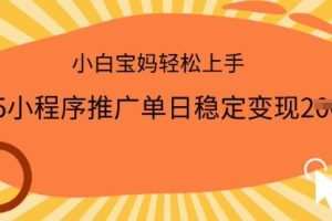 2025小程序推广单日稳定变现多张，一部手机即可操作，小白宝妈轻松上手【揭秘】