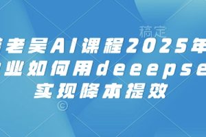 天诺老吴AI课程2025年，电商企业如何用deeepseek实现降本提效