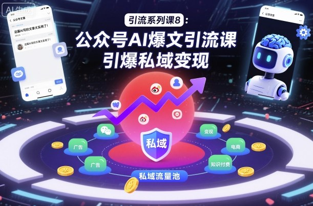 引流系列课8:公众号AI爆文引流课,引爆私域变现插图 引流系列课8:公众号AI爆文引流课,引爆私域变现