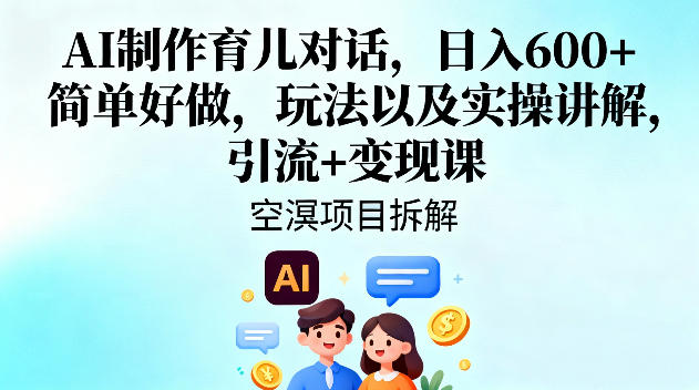 AI制作育儿对话,日入6张+,简单好做,玩法以及实操讲解,引流+变现课插图 AI制作育儿对话,日入6张+,简单好做,玩法以及实操讲解,引流+变现课