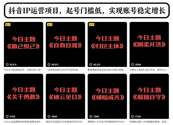 抖音IP运营项目,抖音今日主题玩法,起号门槛低,实现账号稳定增长插图 抖音IP运营项目,抖音今日主题玩法,起号门槛低,实现账号稳定增长