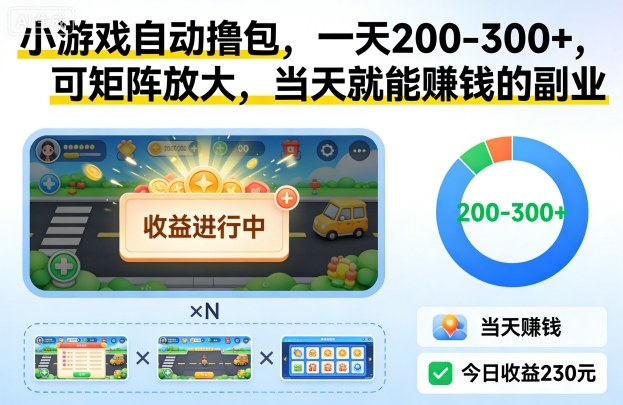 小游戏自动撸包,一天200-300+,可矩阵放大,当天就能賺钱的副业【揭秘】插图 小游戏自动撸包,一天200-300+,可矩阵放大,当天就能賺钱的副业【揭秘】