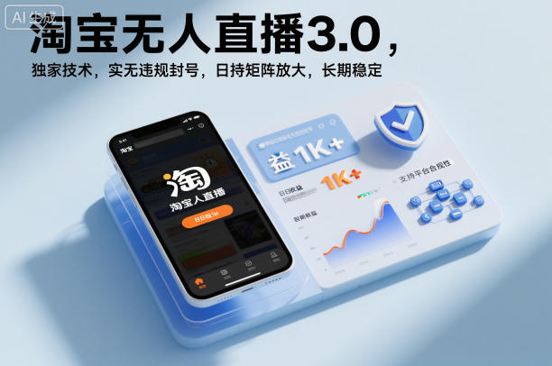 淘宝无人直播3.0,独家技术,实无违规封号,日收益1k+,支持矩阵放大,长期稳定【揭秘】插图 淘宝无人直播3.0,独家技术,实无违规封号,日收益1k+,支持矩阵放大,长期稳定【揭秘】