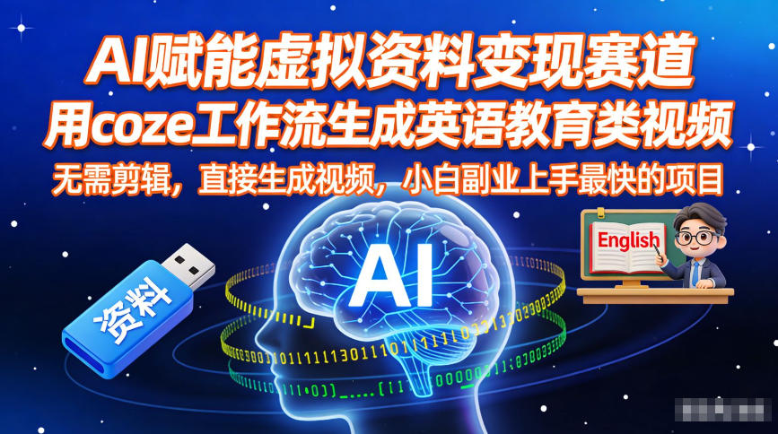 AI赋能虚拟资料变现赛道,用coze工作流生成英语教育类视频,无需剪辑,直接生成视频,小白副业上手最快的项目插图 AI赋能虚拟资料变现赛道,用coze工作流生成英语教育类视频,无需剪辑,直接生成视频,小白副业上手最快的项目