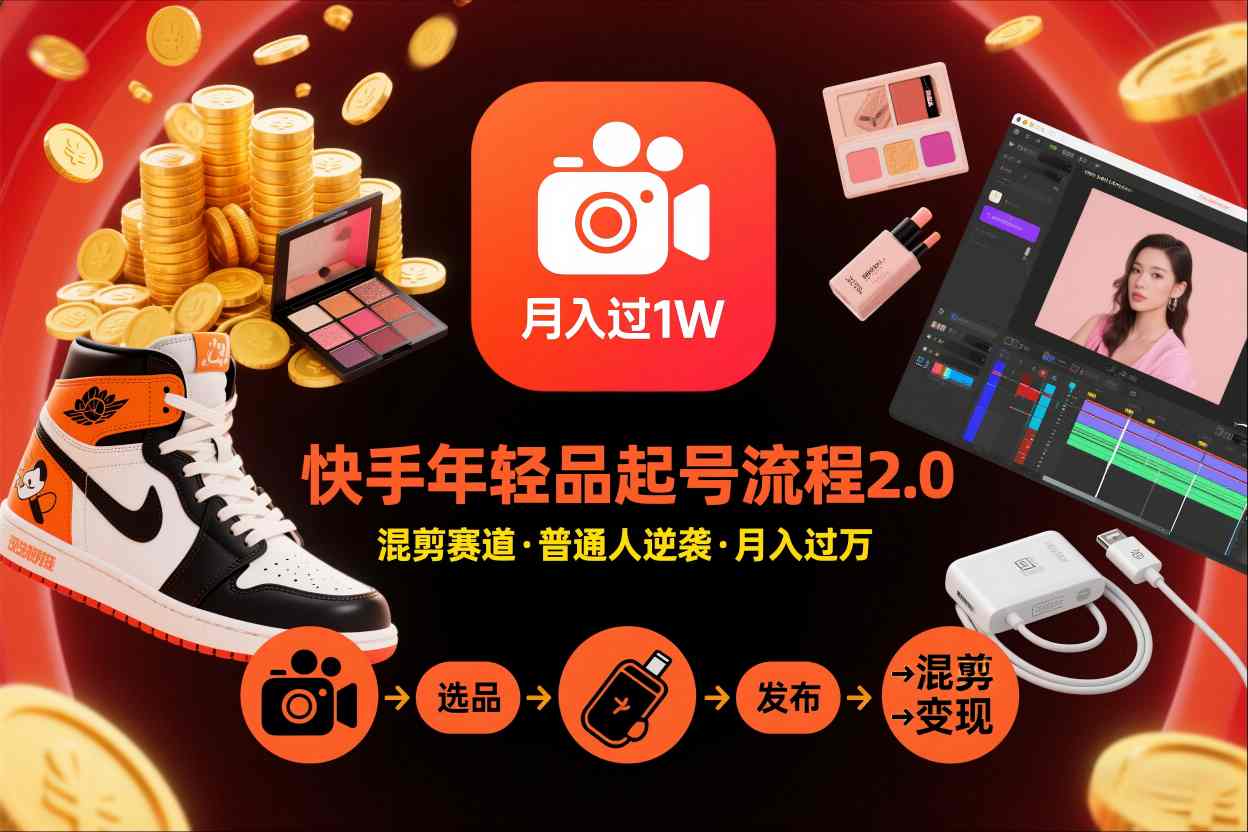 快手短视频带货年轻品起号流程2.0,快手年轻品混剪赛道,普通人也能月入过1W插图 快手短视频带货年轻品起号流程2.0,快手年轻品混剪赛道,普通人也能月入过1W