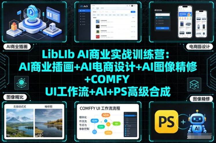 LibLIb AI商业实战训练营:AI商业插画+AI电商设计+AI图像精修+COMFY UI工作流+AI+PS高级合成插图 LibLIb AI商业实战训练营:AI商业插画+AI电商设计+AI图像精修+COMFY UI工作流+AI+PS高级合成