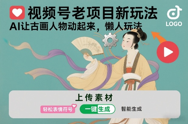 视频号老项目新玩法,AI让古画人物动起来,懒人玩法,附详细教程插图 视频号老项目新玩法,AI让古画人物动起来,懒人玩法,附详细教程