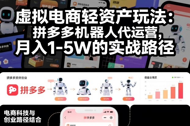 虚拟电商轻资产玩法:拼多多机器人代运营,月入1-5W的实战路径【揭秘】插图 虚拟电商轻资产玩法:拼多多机器人代运营,月入1-5W的实战路径【揭秘】
