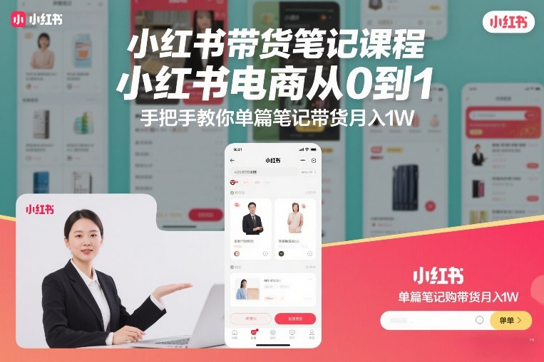 小红书带货笔记课程,小红书电商从0到1,手把手教你单篇笔记带货月入1W插图 小红书带货笔记课程,小红书电商从0到1,手把手教你单篇笔记带货月入1W