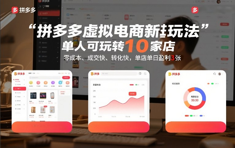 拼多多虚拟电商新玩法,单人可玩转10家店,零成本、成交快、转化快,单店单日盈利3张【揭秘】插图 拼多多虚拟电商新玩法,单人可玩转10家店,零成本、成交快、转化快,单店单日盈利3张【揭秘】