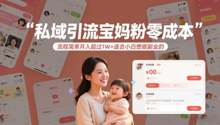 私域引流宝妈粉零成本流程简单月入超过1W+适合小白想做副业的插图 私域引流宝妈粉零成本流程简单月入超过1W+适合小白想做副业的