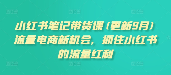 小红书笔记带货课,流量电商新机会,抓住小红书的流量红利(更新26年2月)插图 小红书笔记带货课,流量电商新机会,抓住小红书的流量红利(更新26年2月)