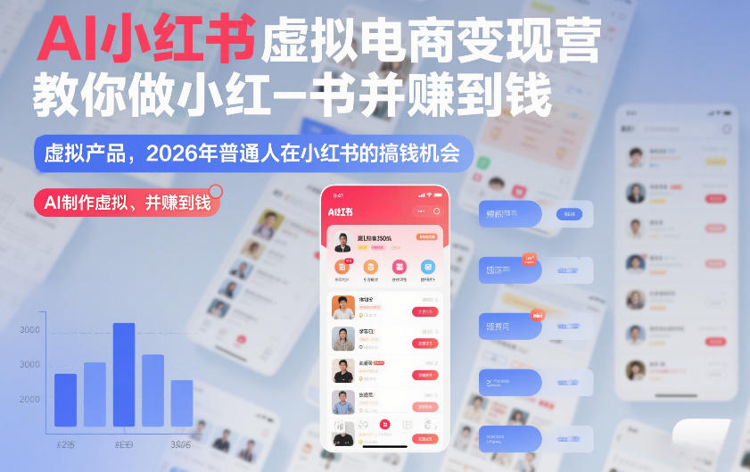 AI小红书虚拟电商变现营,教你做小红书并賺到钱,虚拟产品,2026年普通人在小红书的搞钱机会(完结)插图 AI小红书虚拟电商变现营,教你做小红书并賺到钱,虚拟产品,2026年普通人在小红书的搞钱机会(完结)