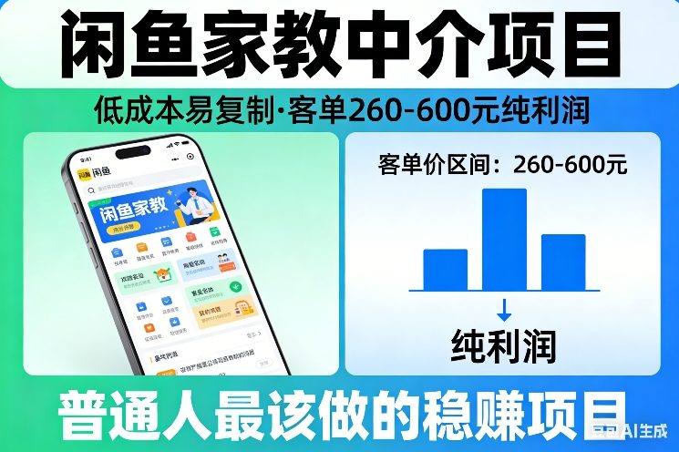 闲鱼家教中介项目,低成本易复制,客单260-600不等纯利润,这才是普通人最该做的稳賺项目插图 闲鱼家教中介项目,低成本易复制,客单260-600不等纯利润,这才是普通人最该做的稳賺项目