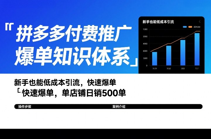 拼多多付费推广爆单知识体系,新手也能低成本引流,快速爆单,单店铺日销500单插图 拼多多付费推广爆单知识体系,新手也能低成本引流,快速爆单,单店铺日销500单