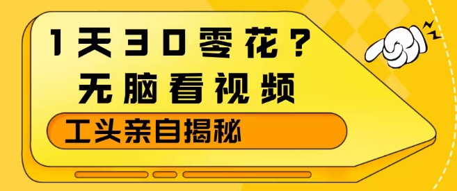 1天30零花?无脑看视频,大佬亲自揭秘插图 1天30零花?无脑看视频,大佬亲自揭秘