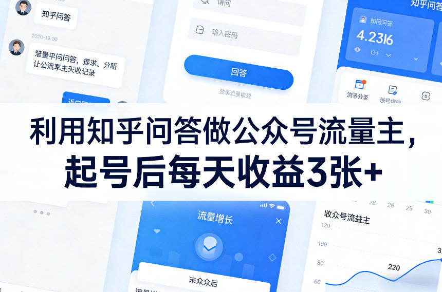 利用知乎问答做公众号流量主,起号后每天收益3张+插图 利用知乎问答做公众号流量主,起号后每天收益3张+