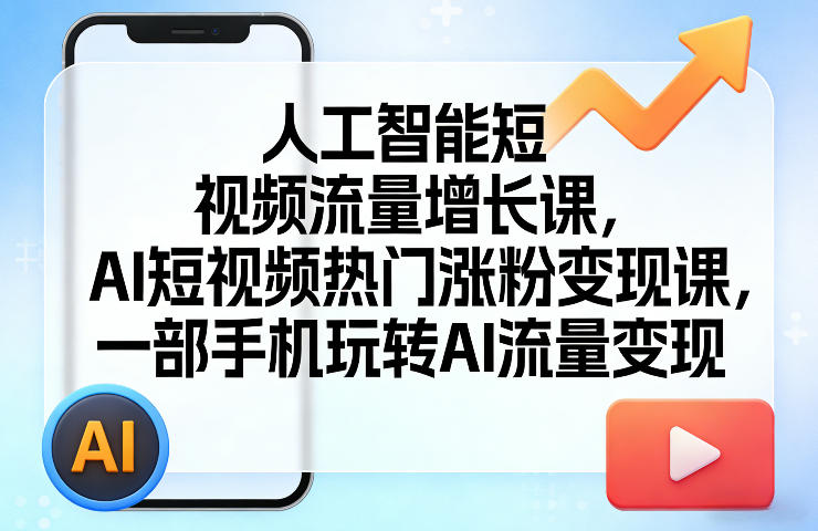 人工智能短视频流量增长课,AI短视频热门涨粉变现课,一部手机玩转AI流量变现插图 人工智能短视频流量增长课,AI短视频热门涨粉变现课,一部手机玩转AI流量变现
