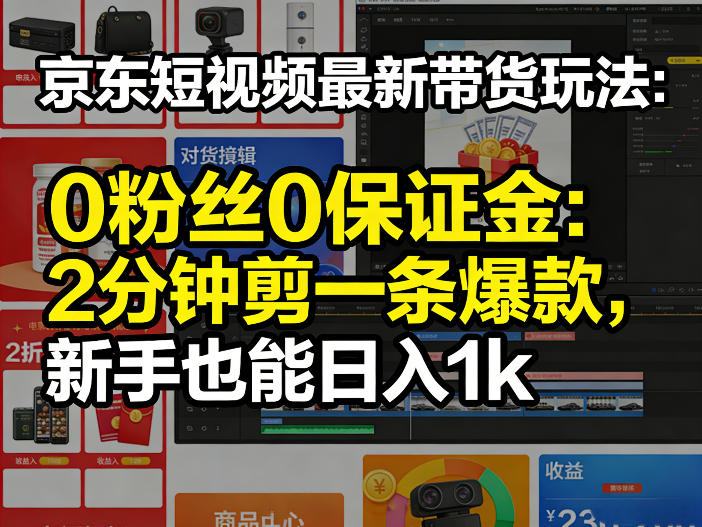 京东短视频最新带货玩法,0粉丝0保证金,2分钟剪一条爆款,新手也能日入1k+【揭秘】插图 京东短视频最新带货玩法,0粉丝0保证金,2分钟剪一条爆款,新手也能日入1k+【揭秘】