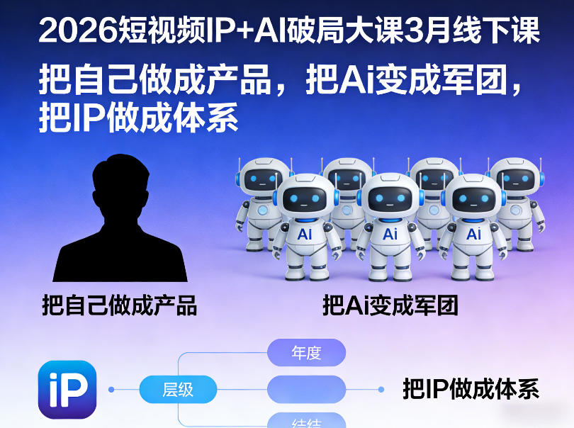 2026短视频IP+AI破局大课3月线下课,把自己做成产品,把Ai变成军团,把IP做成体系插图 2026短视频IP+AI破局大课3月线下课,把自己做成产品,把Ai变成军团,把IP做成体系