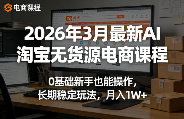 2026年3月最新AI淘宝无货源电商课程,0基础新手也能操作,长期稳定玩法,月入1W+插图 2026年3月最新AI淘宝无货源电商课程,0基础新手也能操作,长期稳定玩法,月入1W+