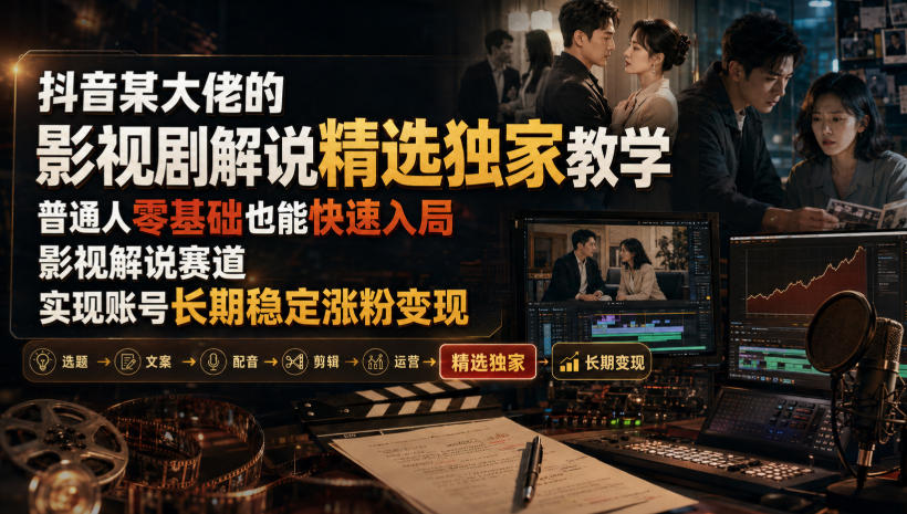 抖音某大佬的影视剧解说精选独家教学,普通人零基础也能快速入局影视解说赛道,实现账号长期稳定变现插图 抖音某大佬的影视剧解说精选独家教学,普通人零基础也能快速入局影视解说赛道,实现账号长期稳定变现插图
