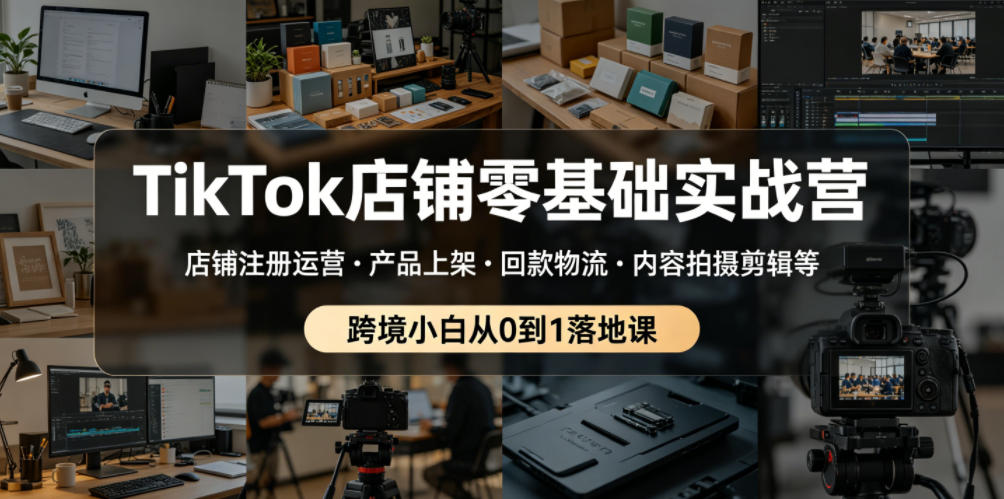 TikTok店铺零基础实战营,店铺注册运营产品上架回款物流内容拍摄剪辑等 ,跨境小白从0到1落地课插图 TikTok店铺零基础实战营,店铺注册运营产品上架回款物流内容拍摄剪辑等 ,跨境小白从0到1落地课