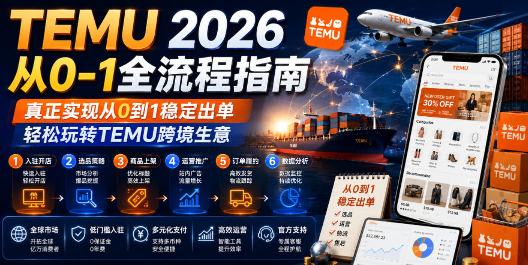TEMU 2026从0-1全流程指南，真正实现从0到1稳定出单，轻松玩转TEMU跨境生意
